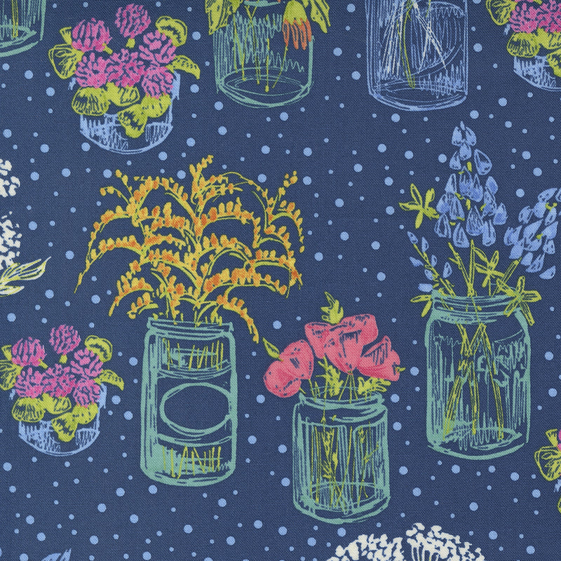 Wild Blossoms - Canning Jars - Navy