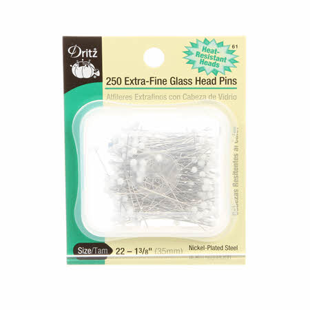 Dritz 250 Extra-Fine Glass Head Pins - Size 22