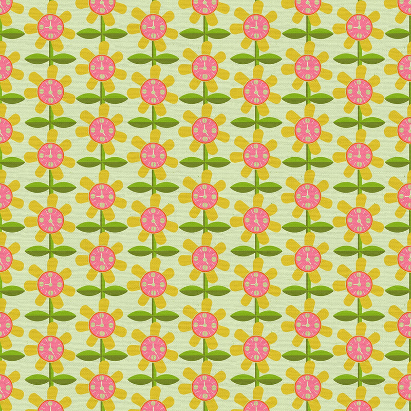 9 to 5 - 9 O'clock Wallpaper - Cream/Yellow