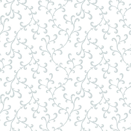 Quilter's Flour V - Vines with Curls - White/White