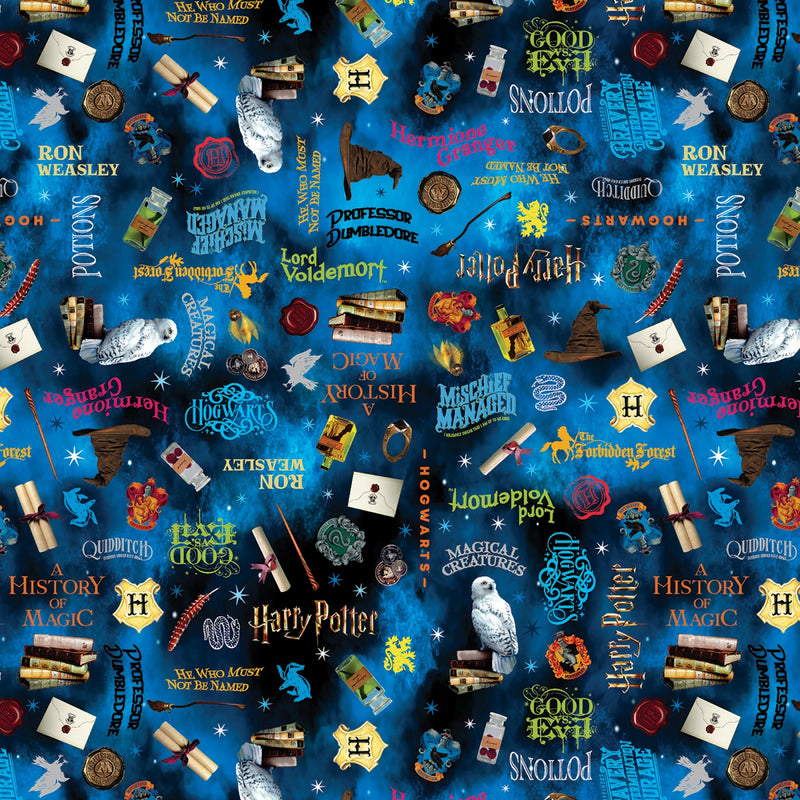Harry Potter Wide - Words - Blue