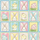Peek A Boo Bunnies - Continuous Blocks - Light Blue