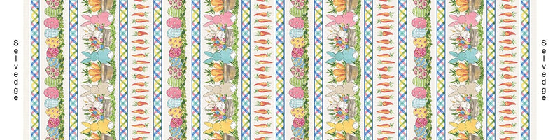 Peek A Boo Bunnies - Border Stripe - Cream