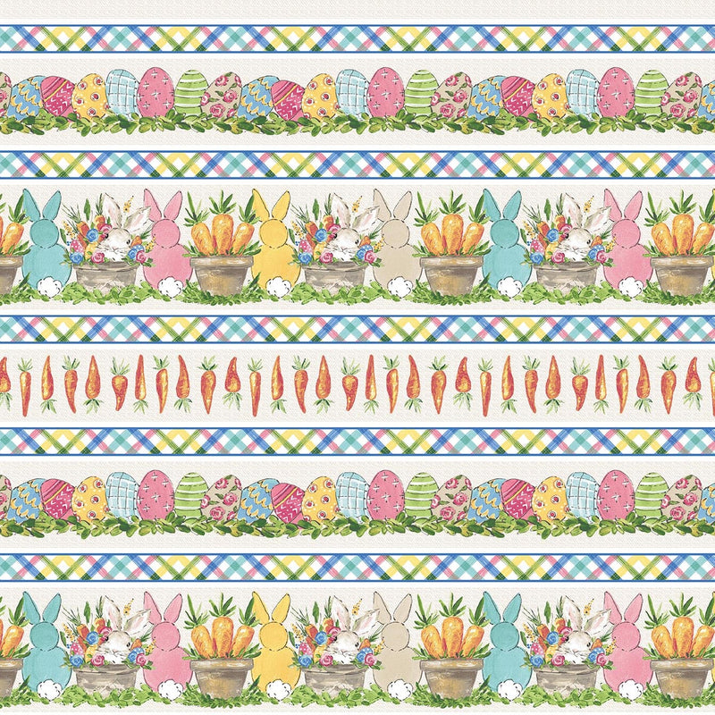 Peek A Boo Bunnies - Border Stripe - Cream