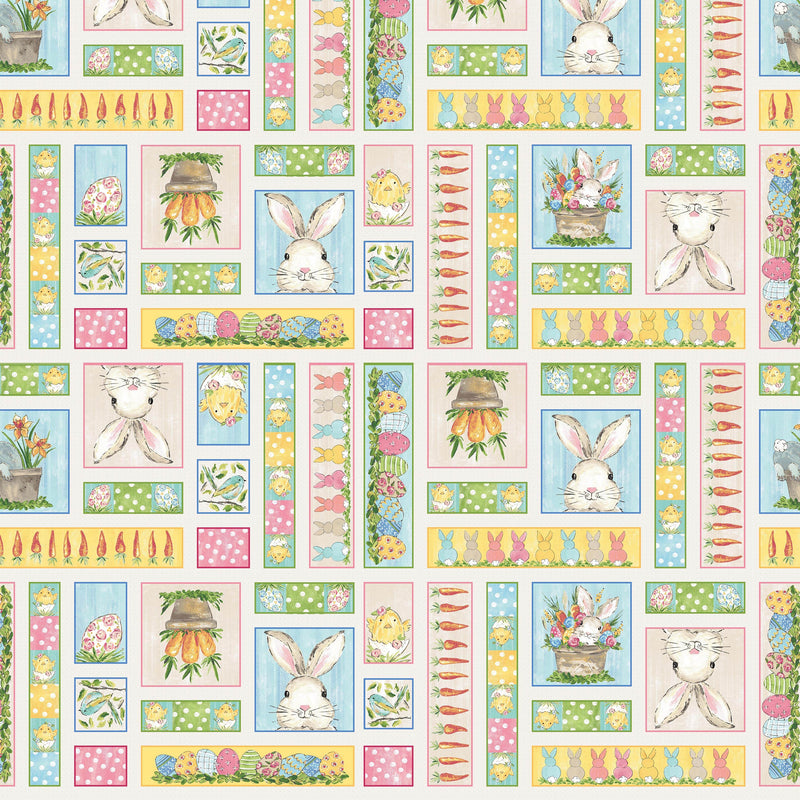 Peek A Boo Bunnies - Patchwork - Cream