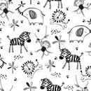 3 Wishes Flannel - Jungle Safari - Black/White