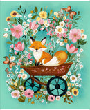Flora & the Fox - Fox & Floral Panel - Turquoise