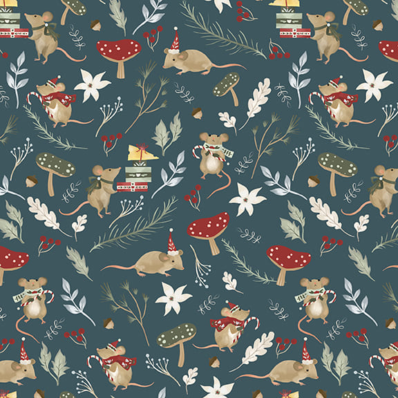 Glad Tidings We Bring - Christmas Mice - Dark Teal