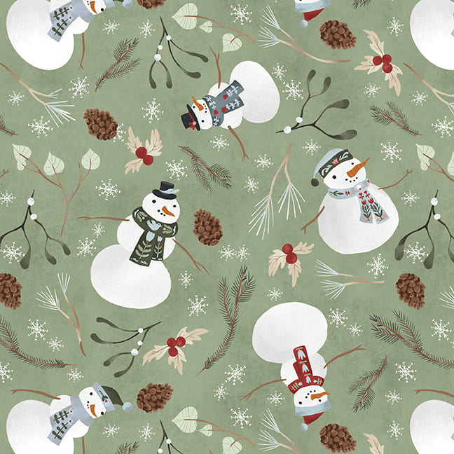 Glad Tidings We Bring - Snowmen - Light Green