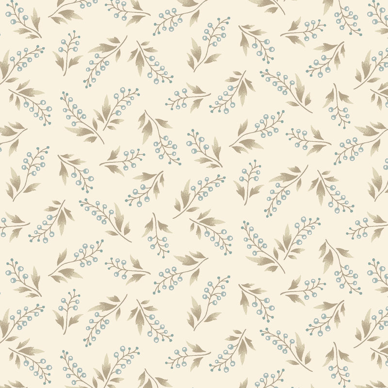 Simply Charming - Trailing Berry Vines - Cream Blue