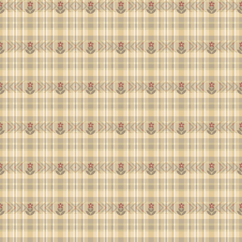 Simply Charming - Flower Plaid - Yellow Tan