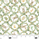 Spring Serenade - Leaf Lattice with Bunnies - White