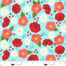 The Bright Side - Daisy and Poppy Flowers - Turquoise