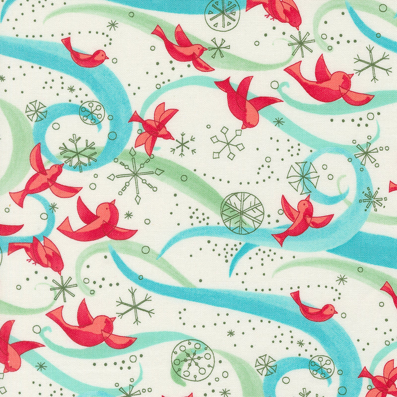 Winterly - Birds with Ribbons - Cream