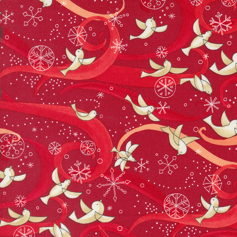 Winterly - Birds with Ribbons - Crimson