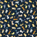 Cats Around Town - Playful Companions - Navy