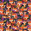 Animal Kingdom - Foxes and Flowers - Midnight Blue