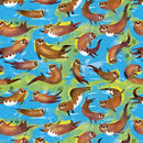 Animal Kingdom - Swimming Otters - Cyan