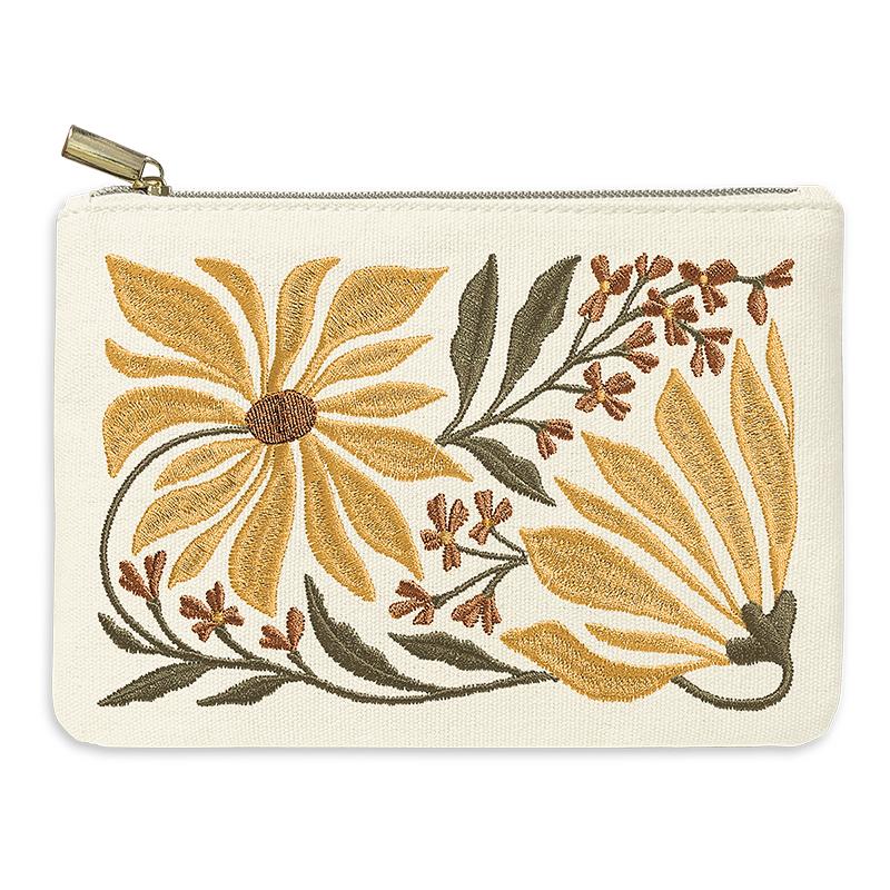 Sunflower Embroidered Pouch