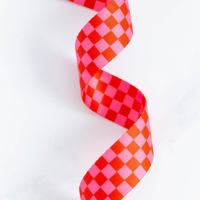 Ruby Star 1.5" Webbing - Checker Strawberry