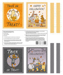 Haunted Acre Wood - Trick or Treat Bags Panel - Orange/Purple