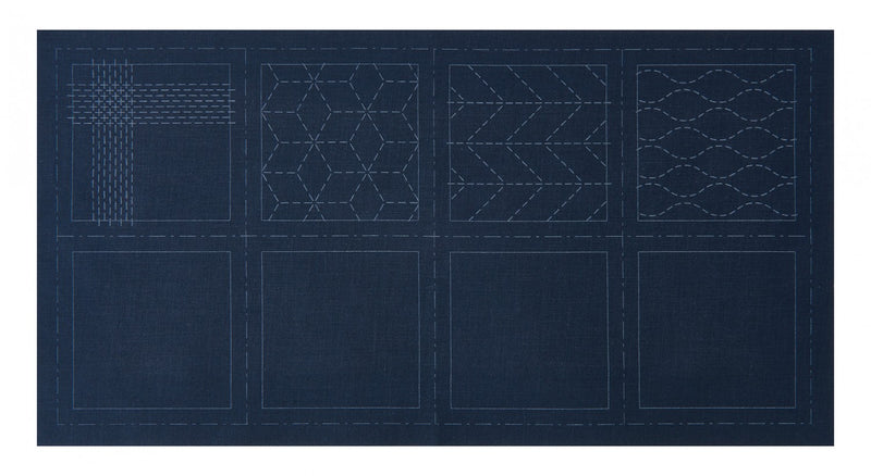 Preprinted Sashiko Panel for Coasters - Blue