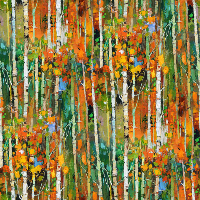 Silent Lake Wide - Autumn Trees - Orange Multi