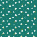 The Bright Side - Daisies with Circles of Dots - Turquoise