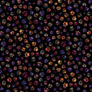 Calico Cat - Floral Paw Prints - Black