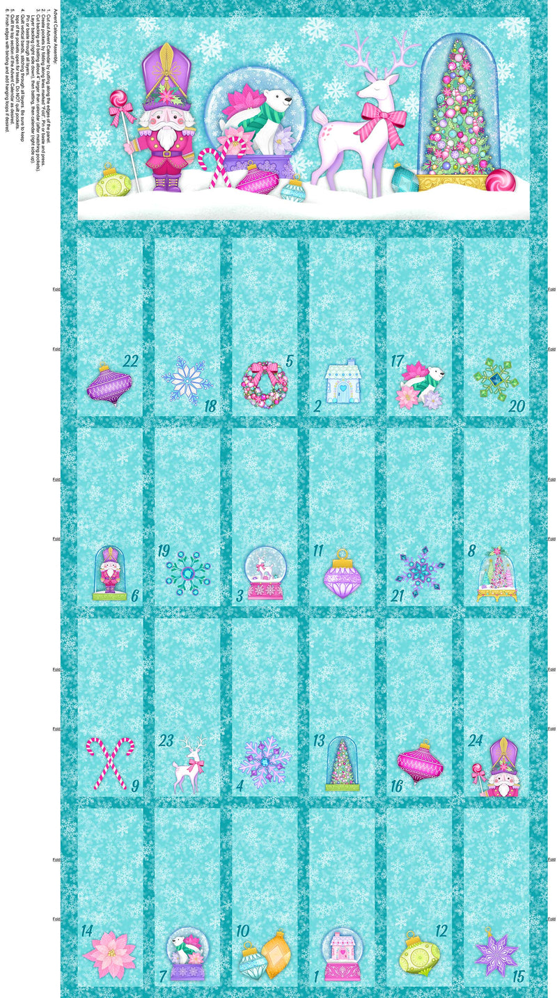 Merry and Bright - Advent Calendar Panel - Turquoise Multi