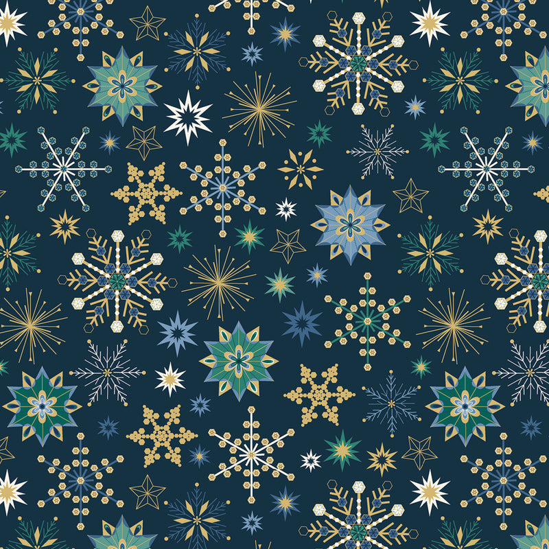 Deco the Halls - Multi Snowflakes - Navy