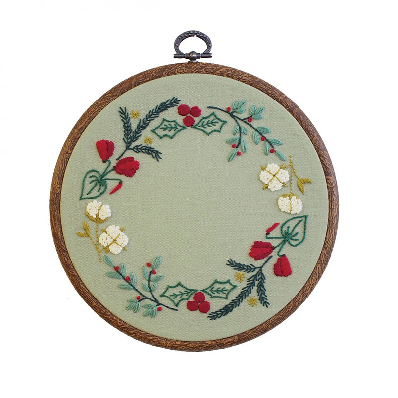 Embroidery Kit - Botanical Wreath Cotton