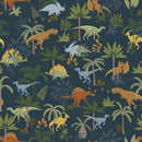 Flannel Cretaceous Jungle - Dinos - Navy