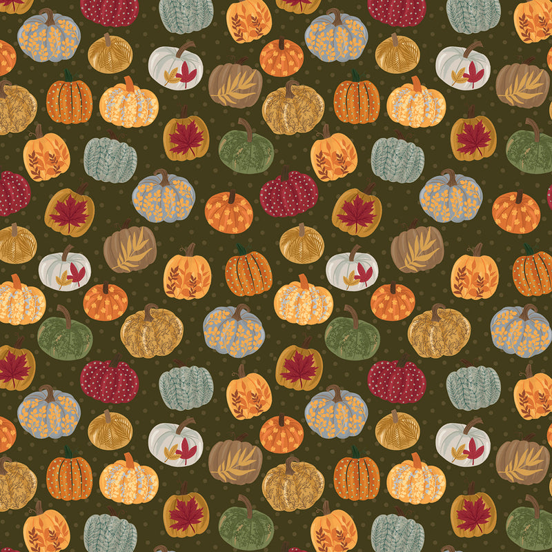 Harvest Minis - Patterned Pumpkins - Dark Green