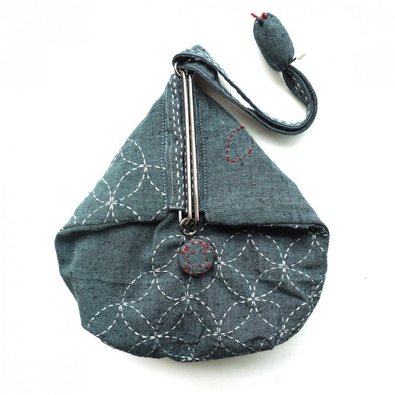 Sashiko Slide Clasp Pouch Kit - Blue