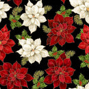 Merry Christmas - Poinsettia Floral Metallic - Poinsettia