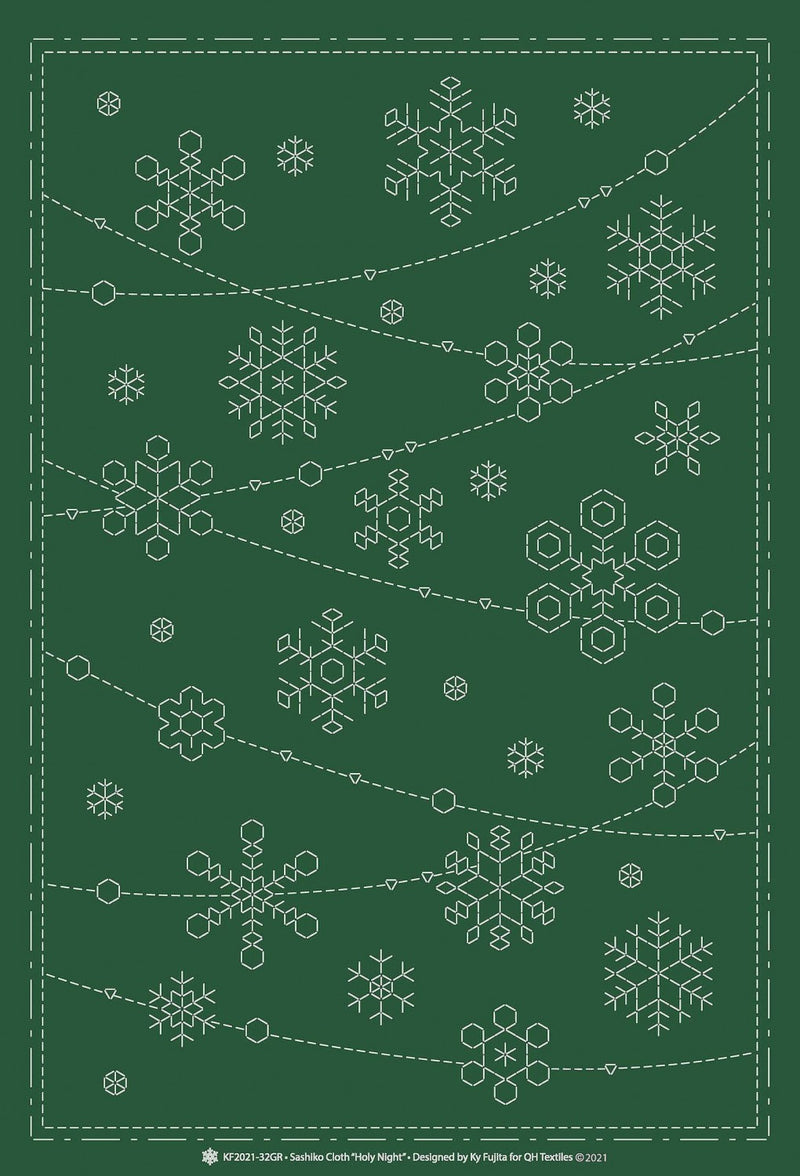 Preprinted Sashiko Panel - Holy Night - Green