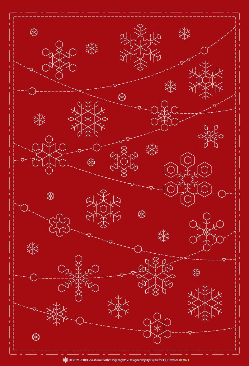 Preprinted Sashiko Panel - Holy Night - Red