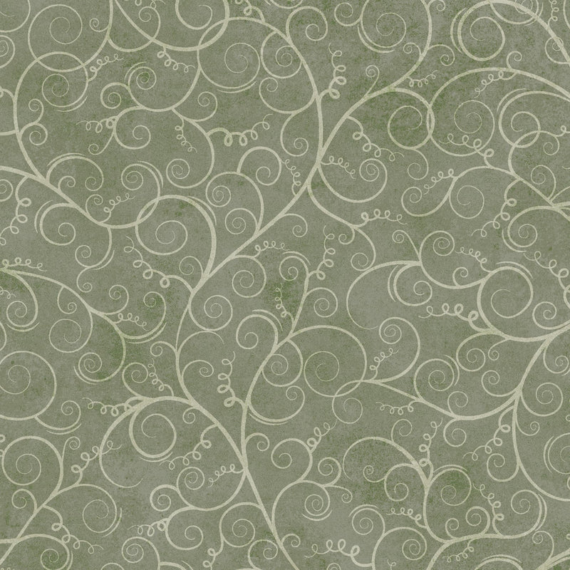 Hello Autumn - Pumpkin Vine Scroll - Dark Green