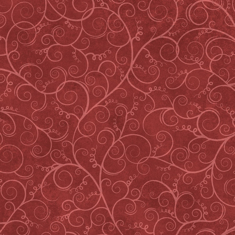 Hello Autumn - Pumpkin Vine Scroll - Dark Red