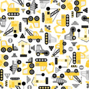 Playtime Flannel - Construction Crew - White