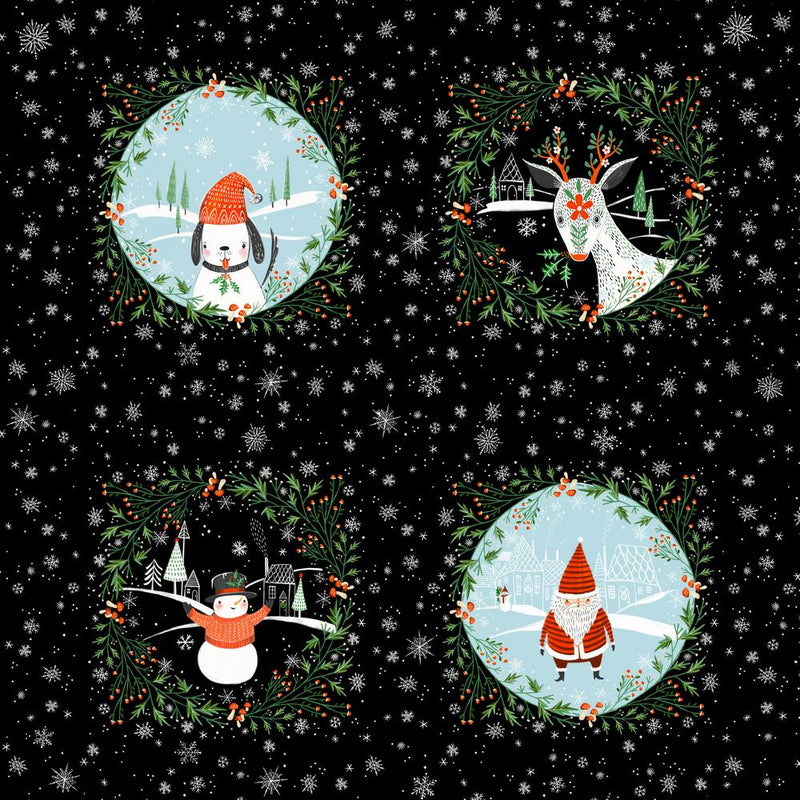 Winter Joy - Snow Globe - Black panel