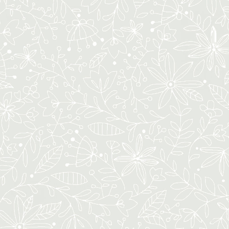 Ramblings - Floral Outline - White on White