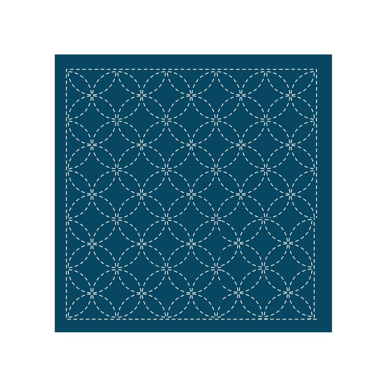 Preprinted Sashiko Panel - Shippo-tsunagi - Navy