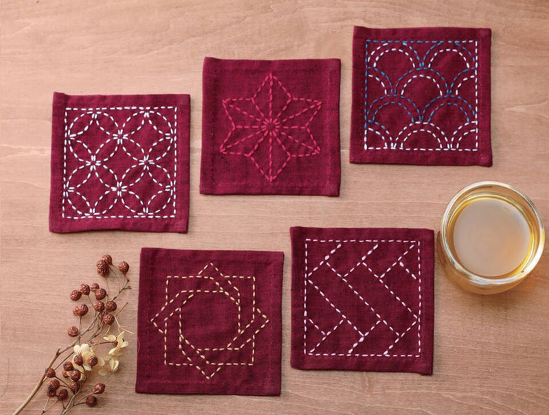 Sashiko Coasters Kit - Red