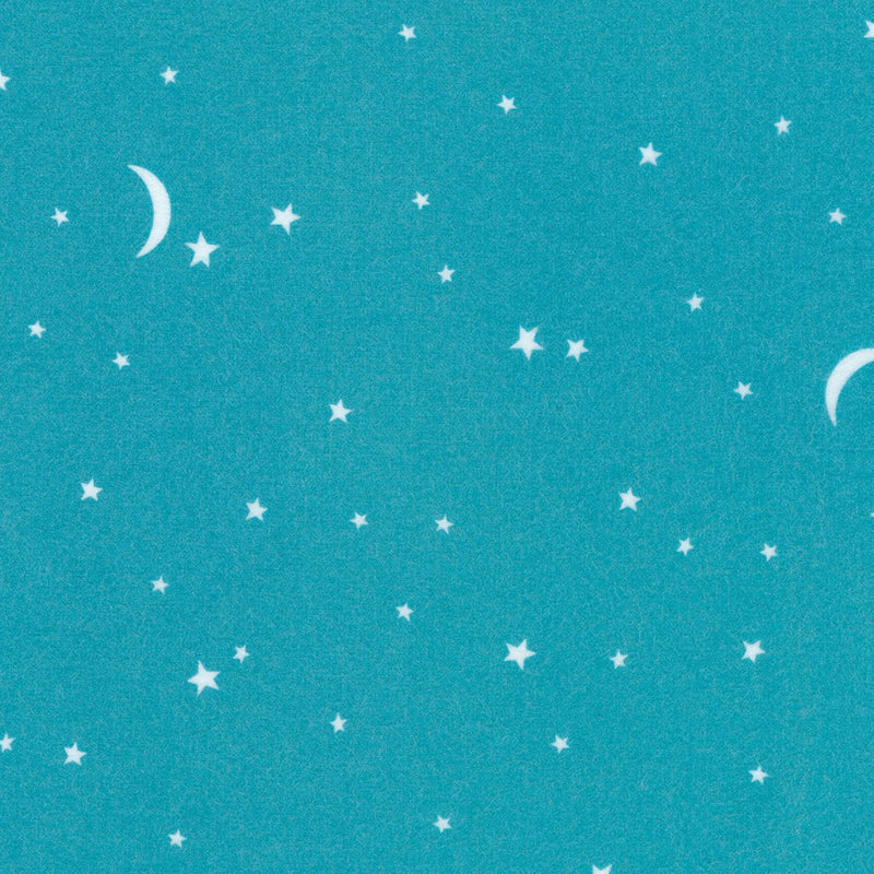 Gentle Night Flannel - Stars - Aqua