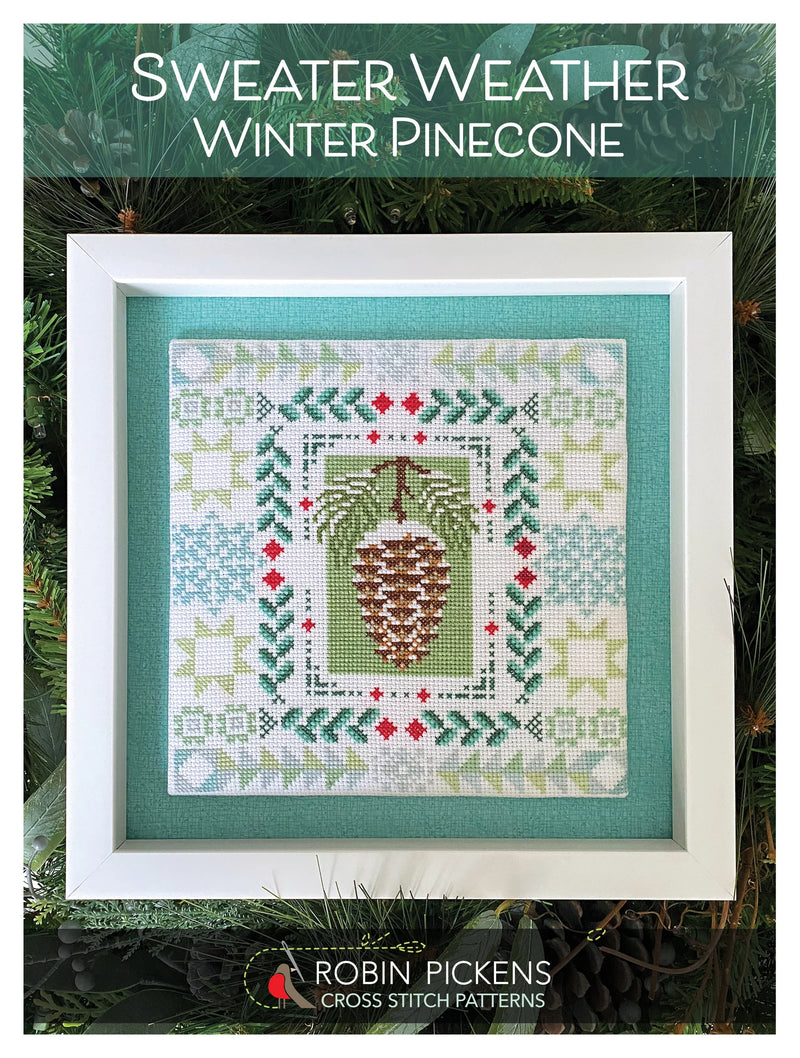 Sweater Weather Winter Pinecone Cross Stitch Pattern