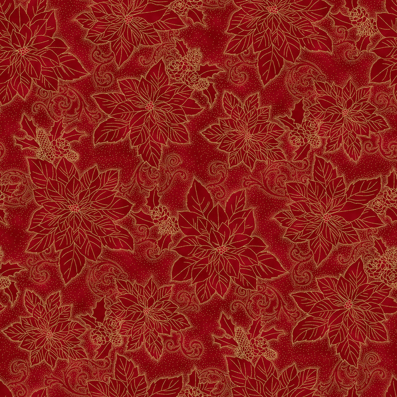 Christmas Splendor - Poinsettia Outline - Scarlet/Gold