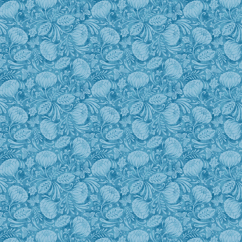Whimsy II - Packed Tonal Floral - Blue