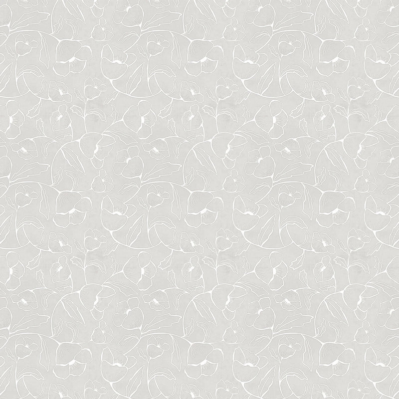 Whimsy II - Floral Linework - Light Grey